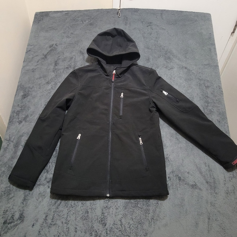 GUESS Vintage Men’s Black Multi-Purpose Softshell Hooded Sports Jacket